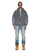 MENS FALLEN EKCESS ZIP HOODIE FADED BLACK FLEECE