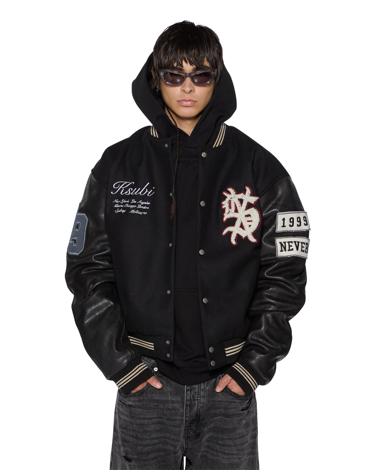 MENS PLAYOFF VARSITY JACKET BLACK JACKETS