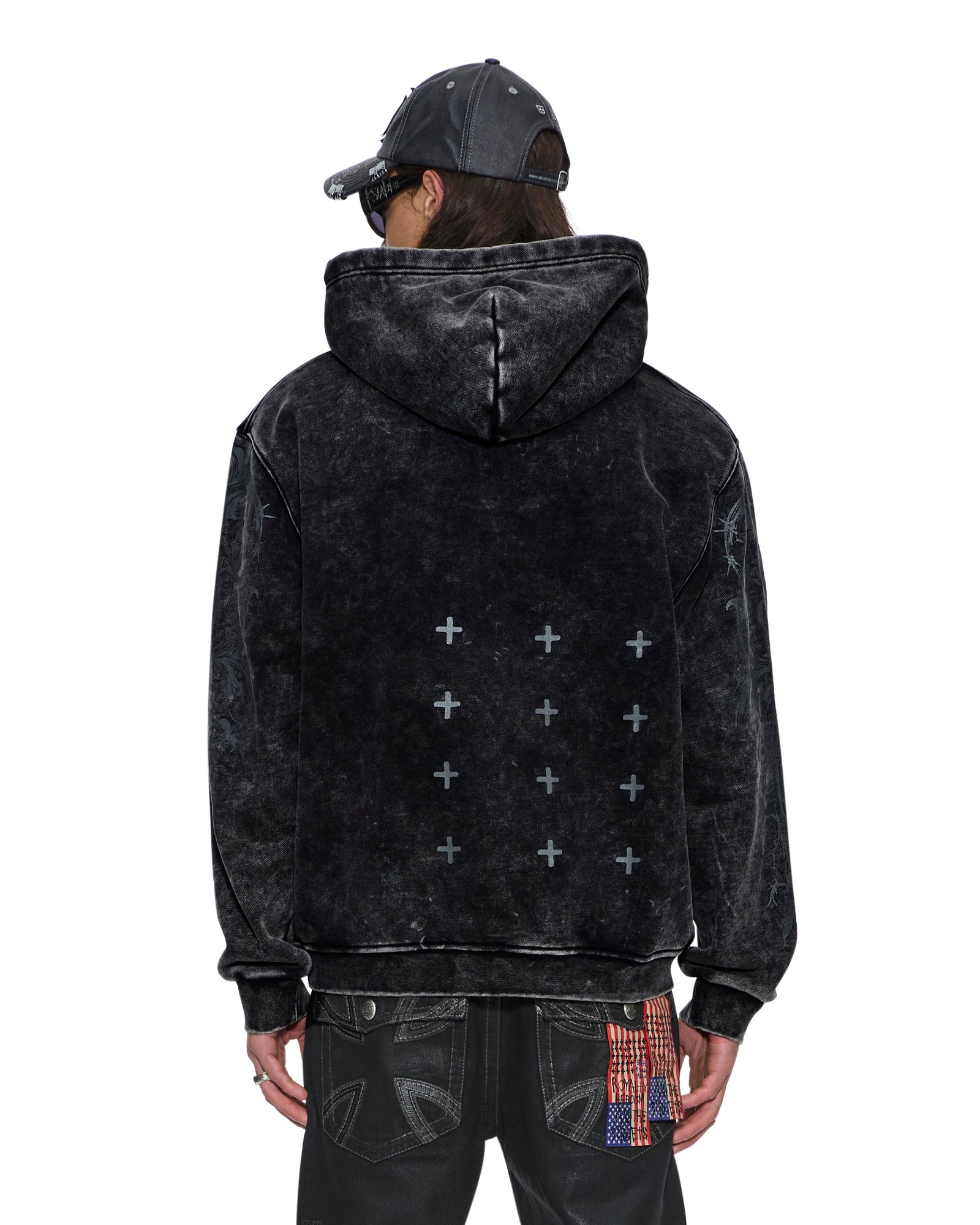MENS KSUBI X ALICE HOLLYWOOD GRAPHIC ZIP HOODIE BLACK JACKETS