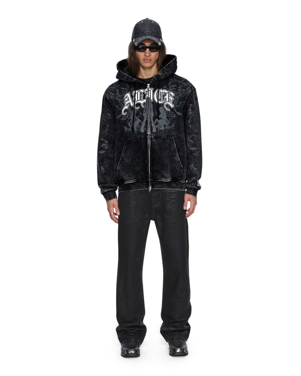 Mens Ksubi X Alice Hollywood Graphic Zip Hoodie Black Jackets - Black