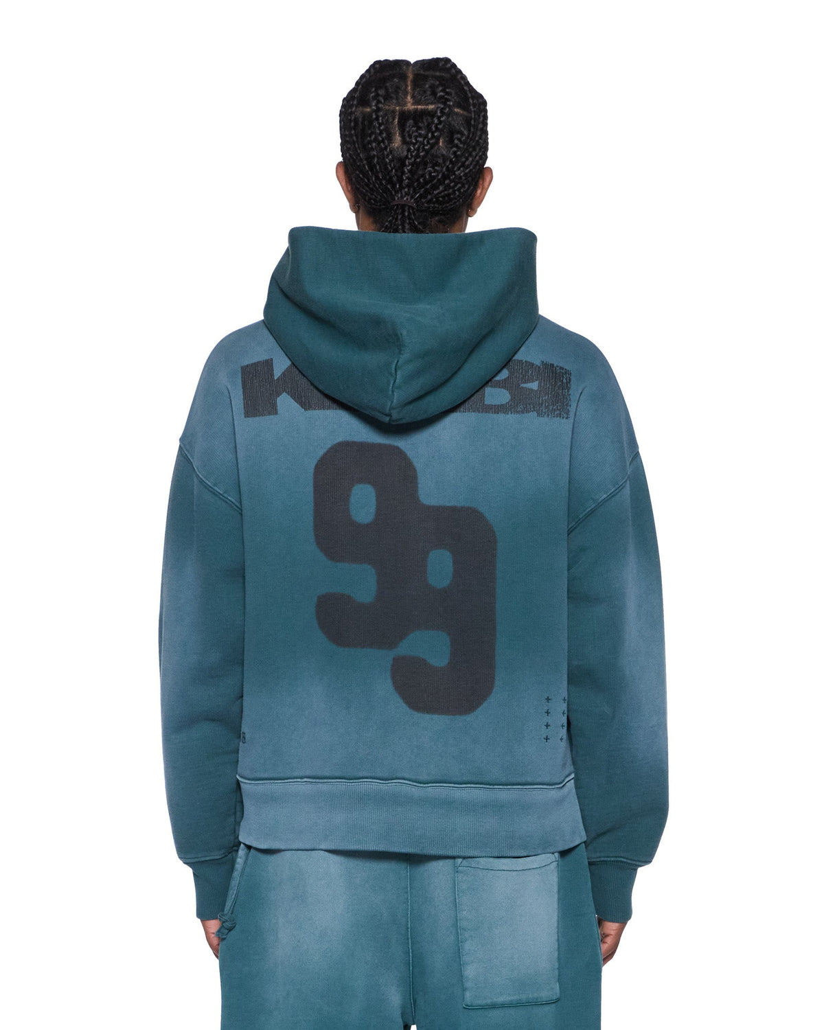 Mens Rugged Zip Hoodie Opal Green Oversized Fleece - Green
