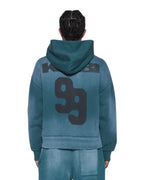 Mens Rugged Zip Hoodie Opal Green Oversized Fleece - Green