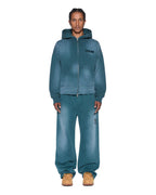 Mens Rugged Zip Hoodie Opal Green Oversized Fleece - Green