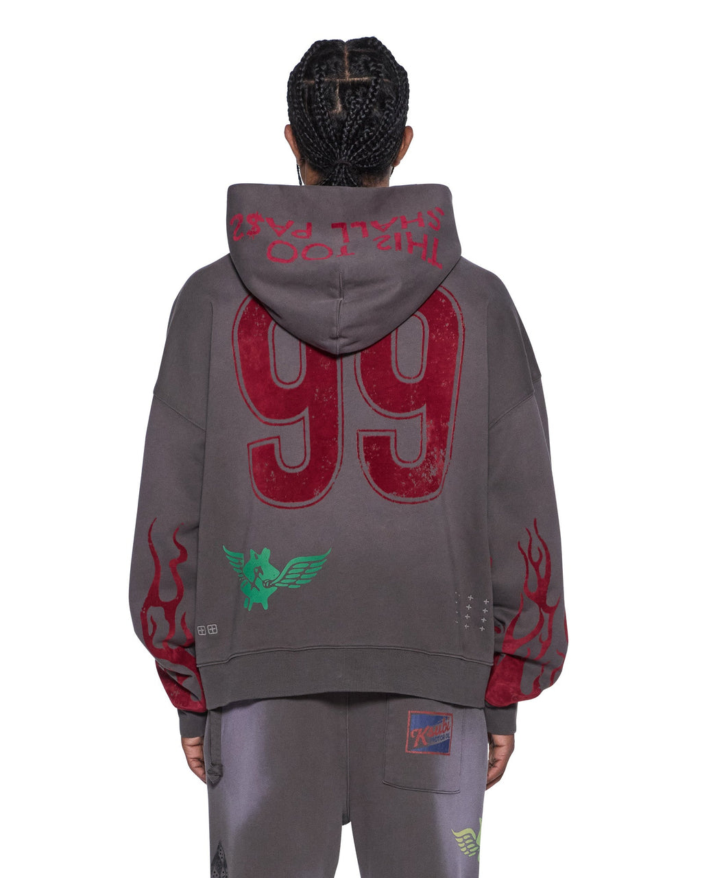 Mens Speedrat Zip Hoodie Ekcess Charcoal Fade Oversized Fleece - Grey