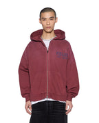 Mens State Ekcess Zip Hoodie Ox Fade Oversized Fleece - Burgundy