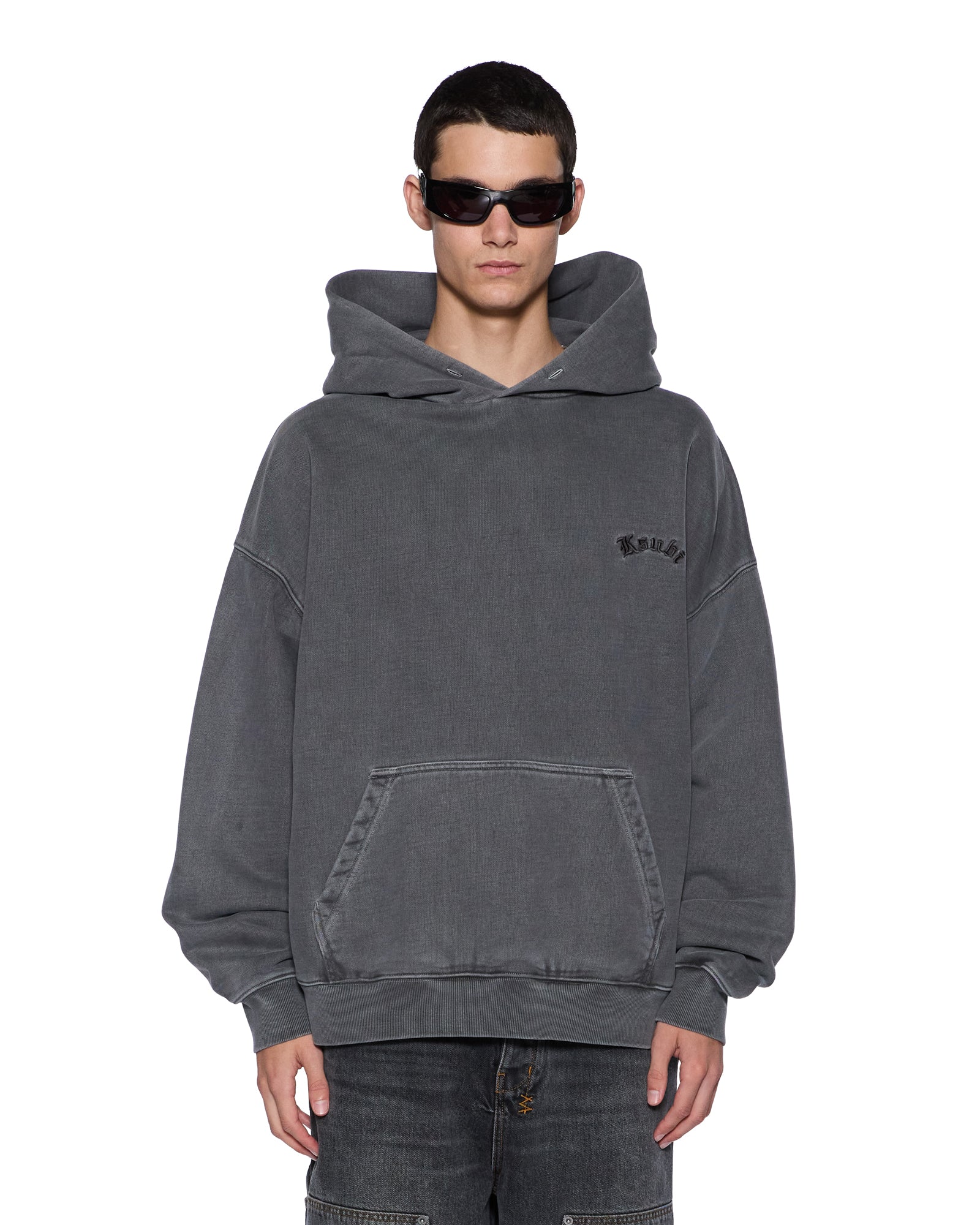 MENS THORNED EKCESS HOODIE CHARCOAL OVERSIZED FLEECE