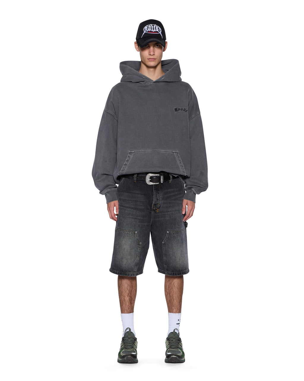 MENS THORNED EKCESS HOODIE CHARCOAL FLEECE