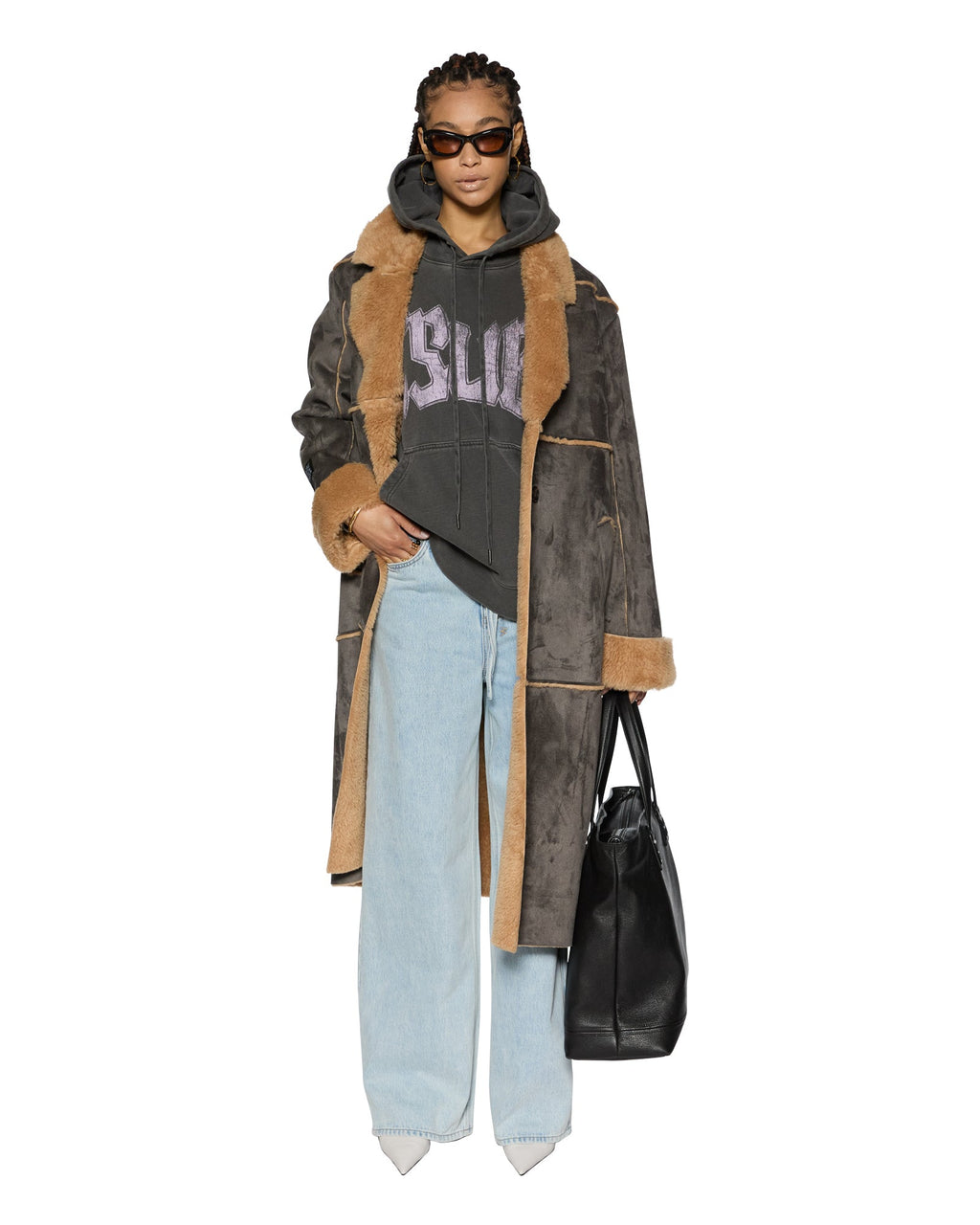 Womens Hustler Coat Steel/tan Oversized Jackets - Multi Colour