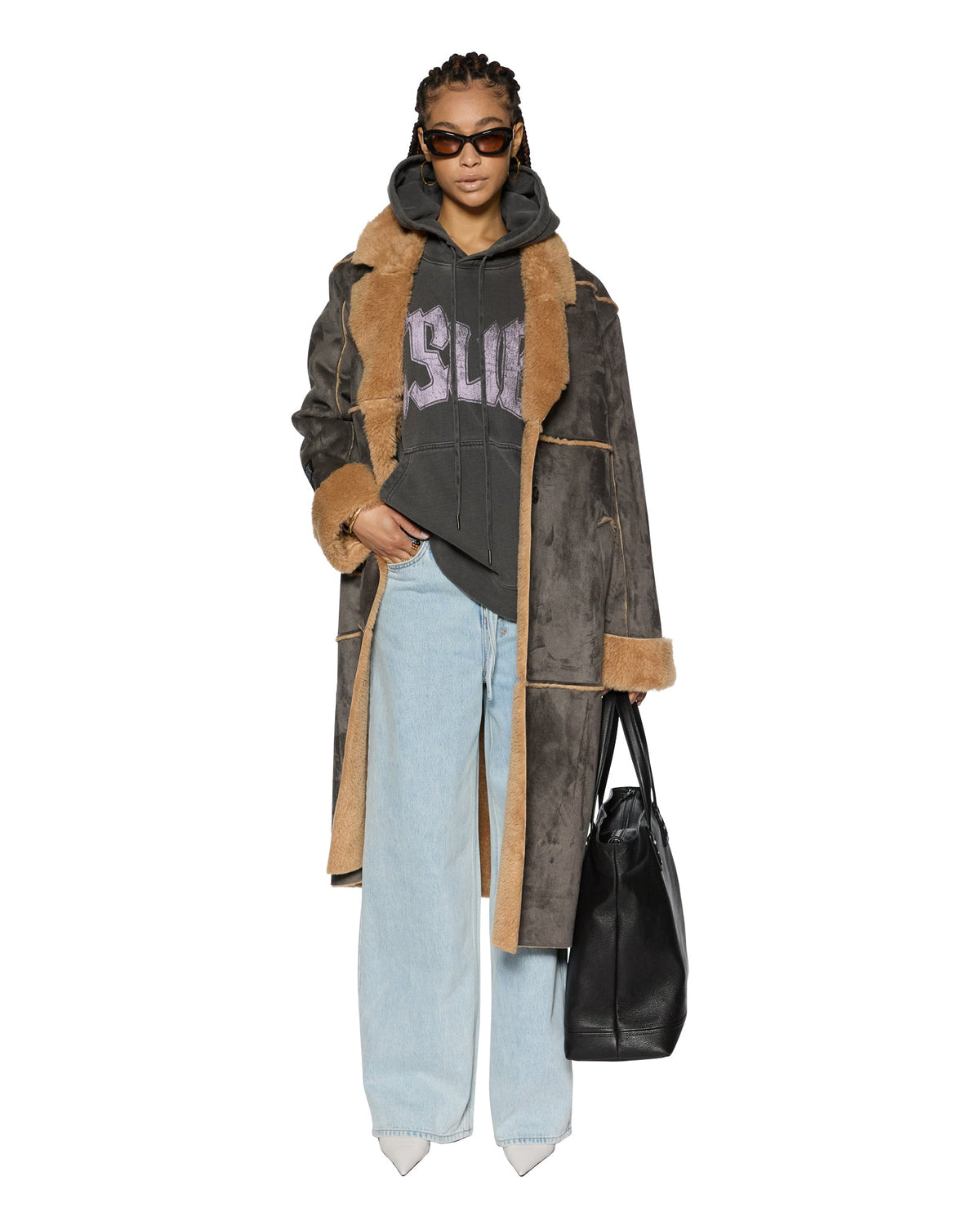 Womens Hustler Coat Steel/tan Oversized Jackets - Multi Colour