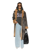 Womens Hustler Coat Steel/tan Oversized Jackets - Multi Colour