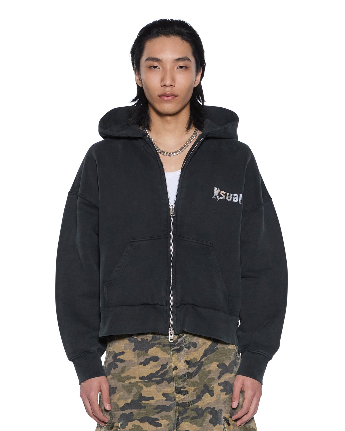 MENS DEATH SNAKE HALEN ZIP HOODIE ASH FLEECE