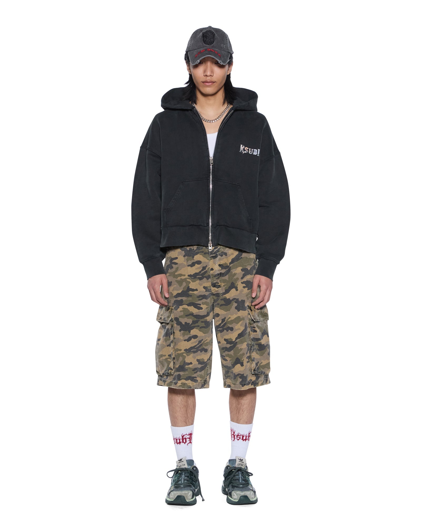 MENS  DEATH SNAKE HALEN ZIP HOODIE ASH BAGGY FLEECE