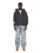 MENS GRAFF EKCESS ZIP THRU HOODIE FADED BLACK FLEECE