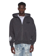 MENS GRAFF EKCESS ZIP THRU HOODIE FADED BLACK FLEECE