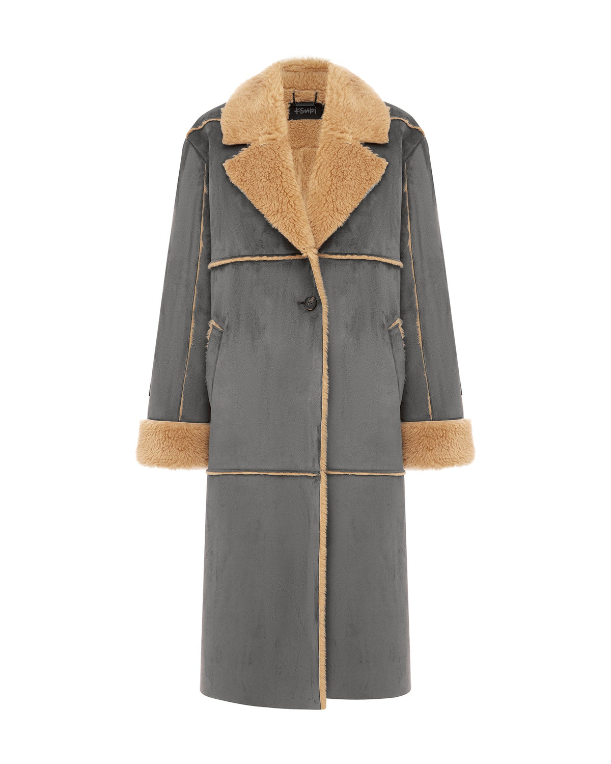 Womens Hustler Coat Steel/tan Oversized Jackets - Multi Colour