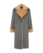 Womens Hustler Coat Steel/tan Oversized Jackets - Multi Colour
