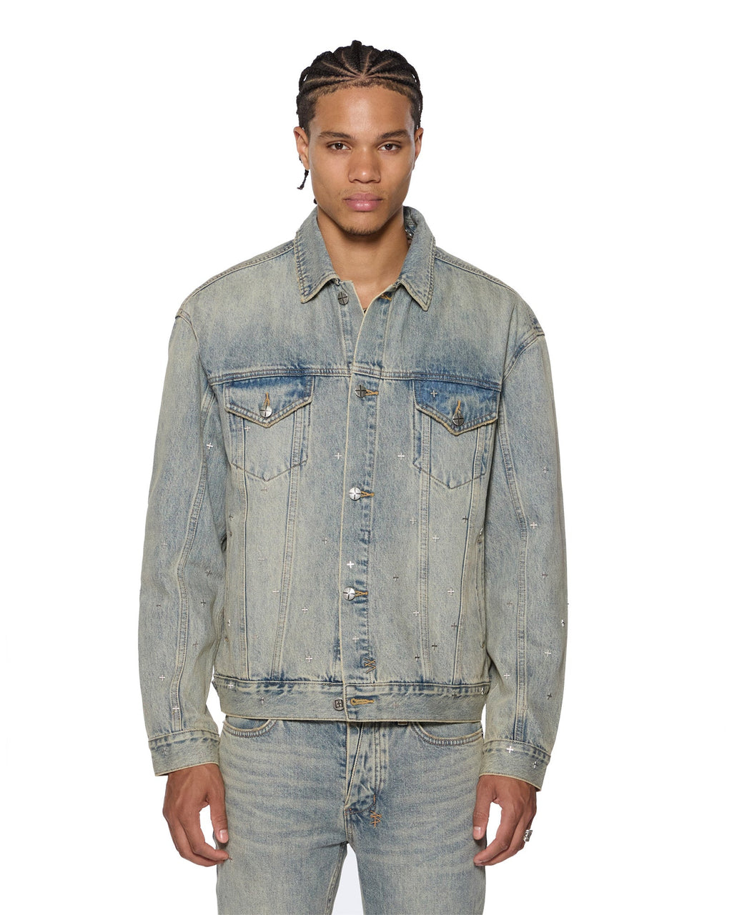 Mens Oh G Jacket Stagelight Metalik Oversized Jackets - Denim