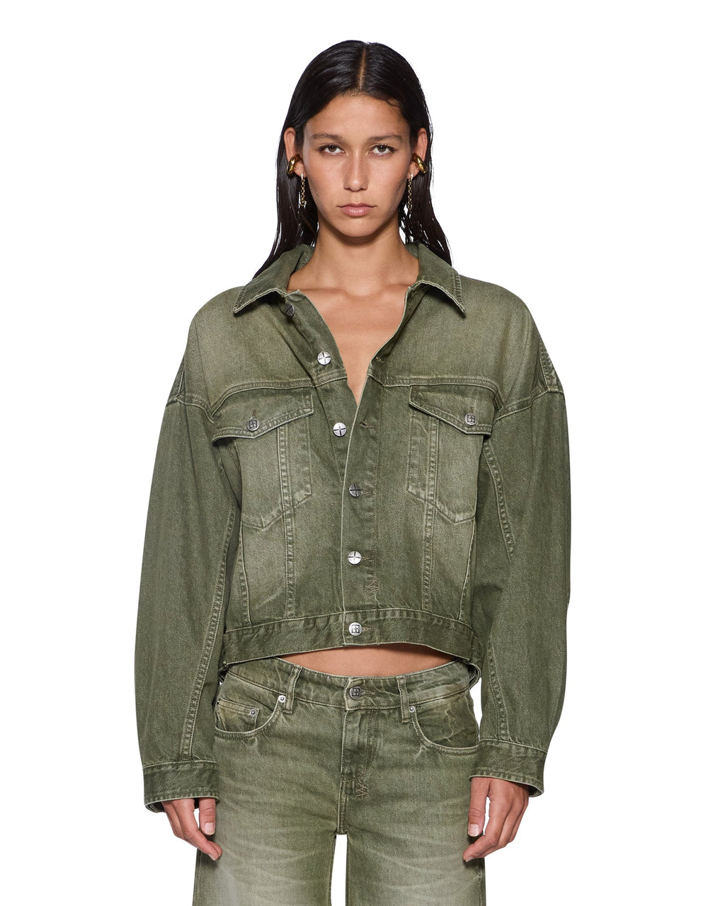 WOMENS RELAX TRUCKER JACKET MILITANT GREEN JACKETS