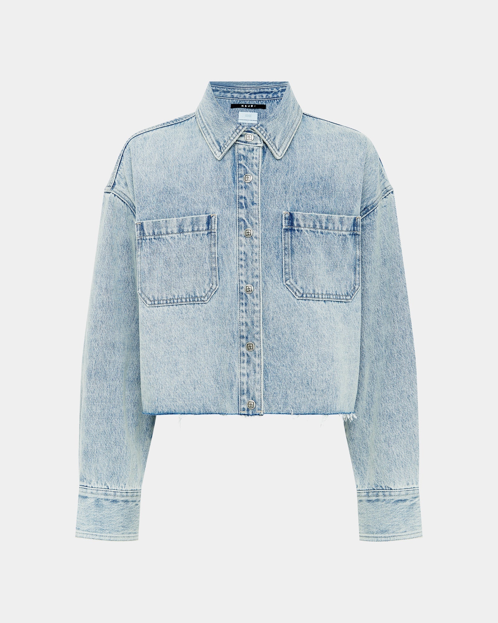 WOMENS  CUTAWAY LS SHIRT WORN CROPPED SHIRTS