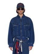 WOMENS DISTRICT BOMBER MAYFAIR BLUE SPLICED JACKETS