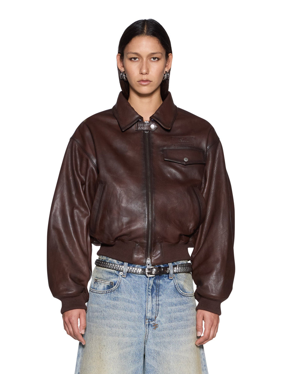 Womens Highway Bomber Chocolate Oversized Jackets - Brown