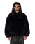 MENS  HUSSLE FAUX FUR JACKET BLACK REGULAR JACKETS