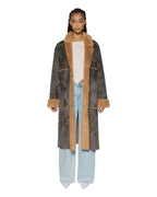 Womens Hustler Coat Steel/tan Oversized Jackets - Multi Colour