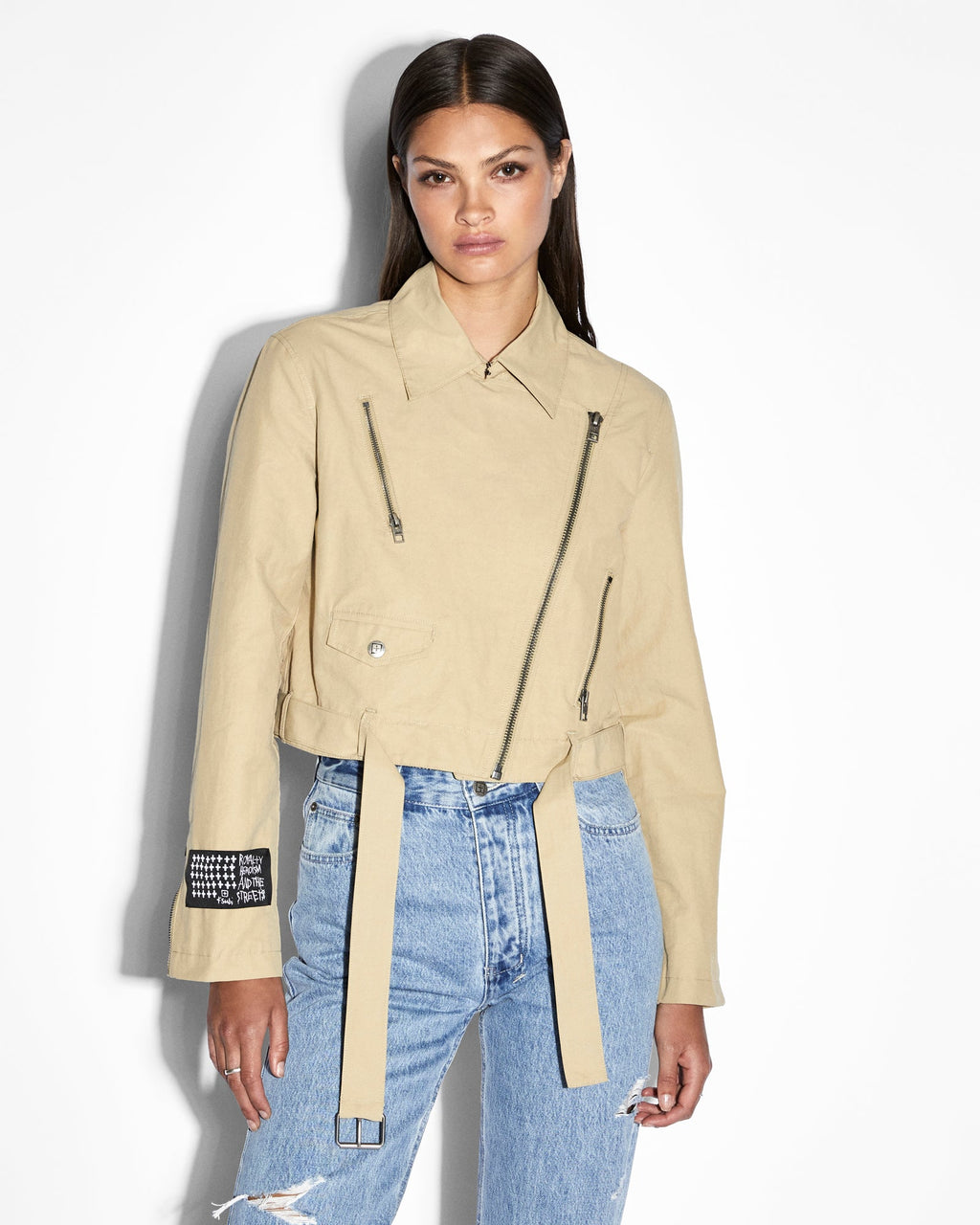 Womens Incognito Biker/trench Khaki Regular Jackets - Khaki