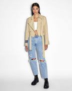 Womens Incognito Biker/trench Khaki Regular Jackets - Khaki
