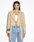 Womens Incognito Biker/trench Khaki Regular Jackets - Khaki