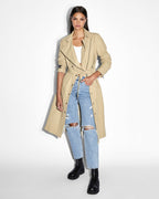 Womens Incognito Biker/trench Khaki Regular Jackets - Khaki