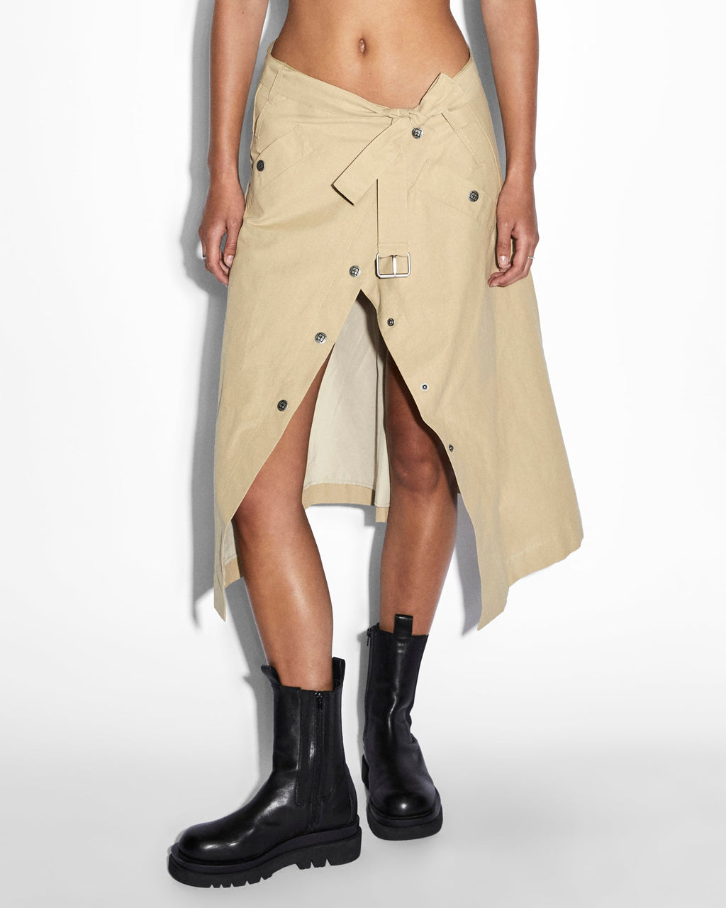 Womens Incognito Biker/trench Khaki Regular Jackets - Khaki