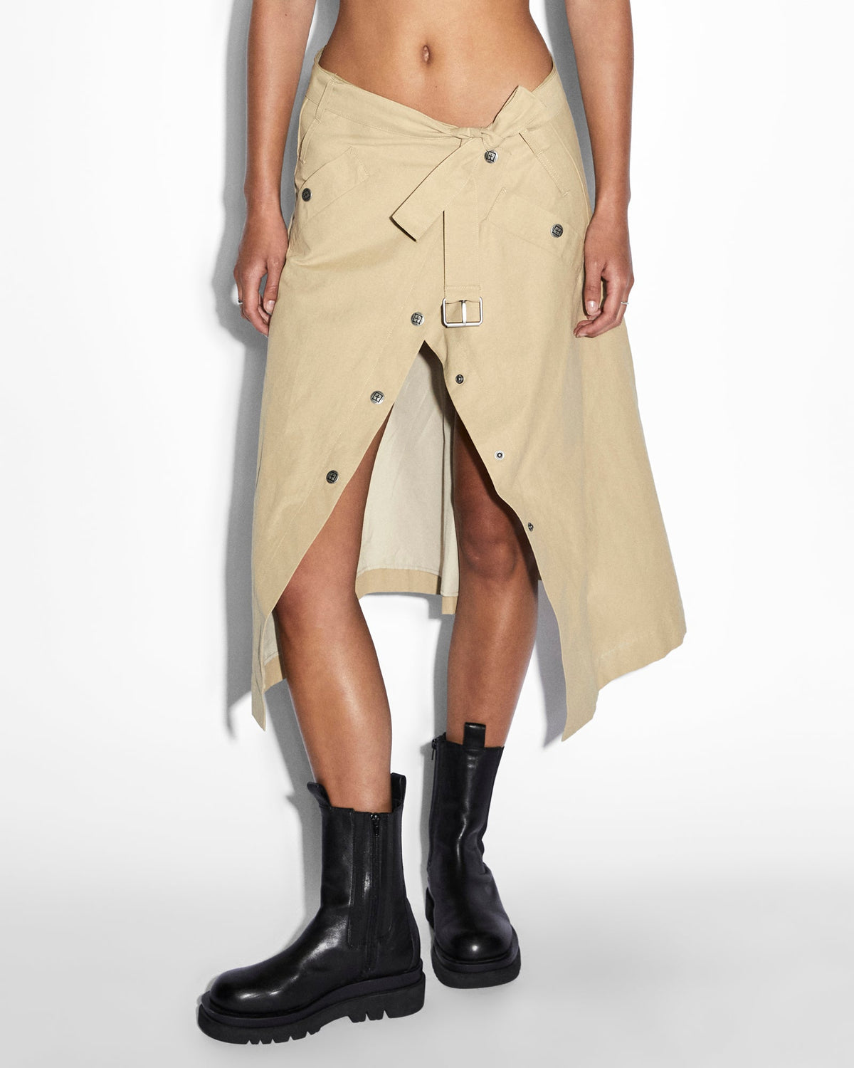 Womens Incognito Biker/trench Khaki Regular Jackets - Khaki