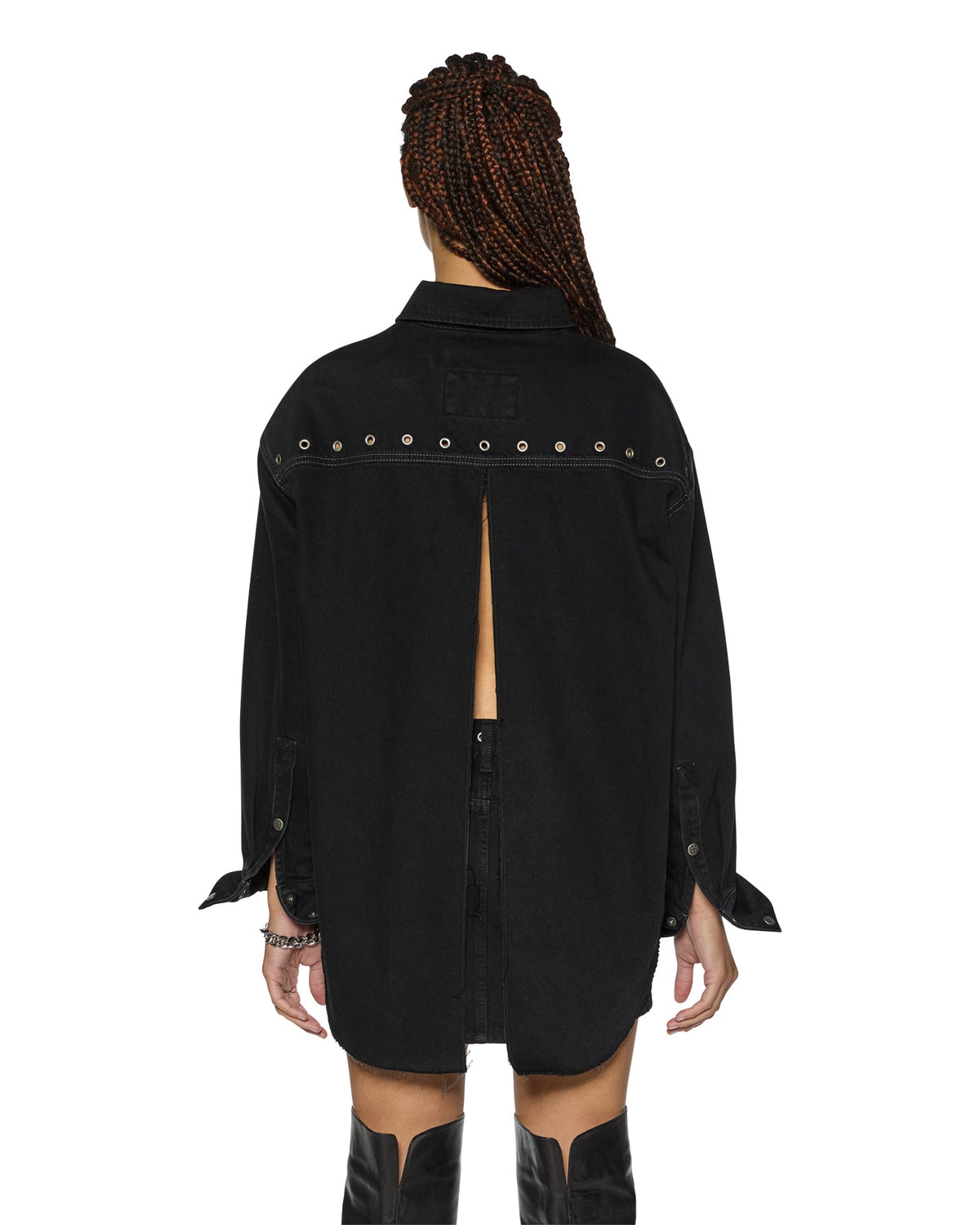 WOMENS OVERSIZED LS SHIRT SPLIT VICE SHIRTS