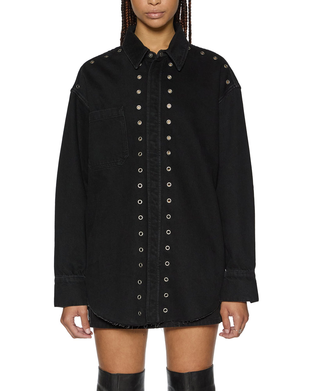 WOMENS OVERSIZED LS SHIRT SPLIT VICE SHIRTS