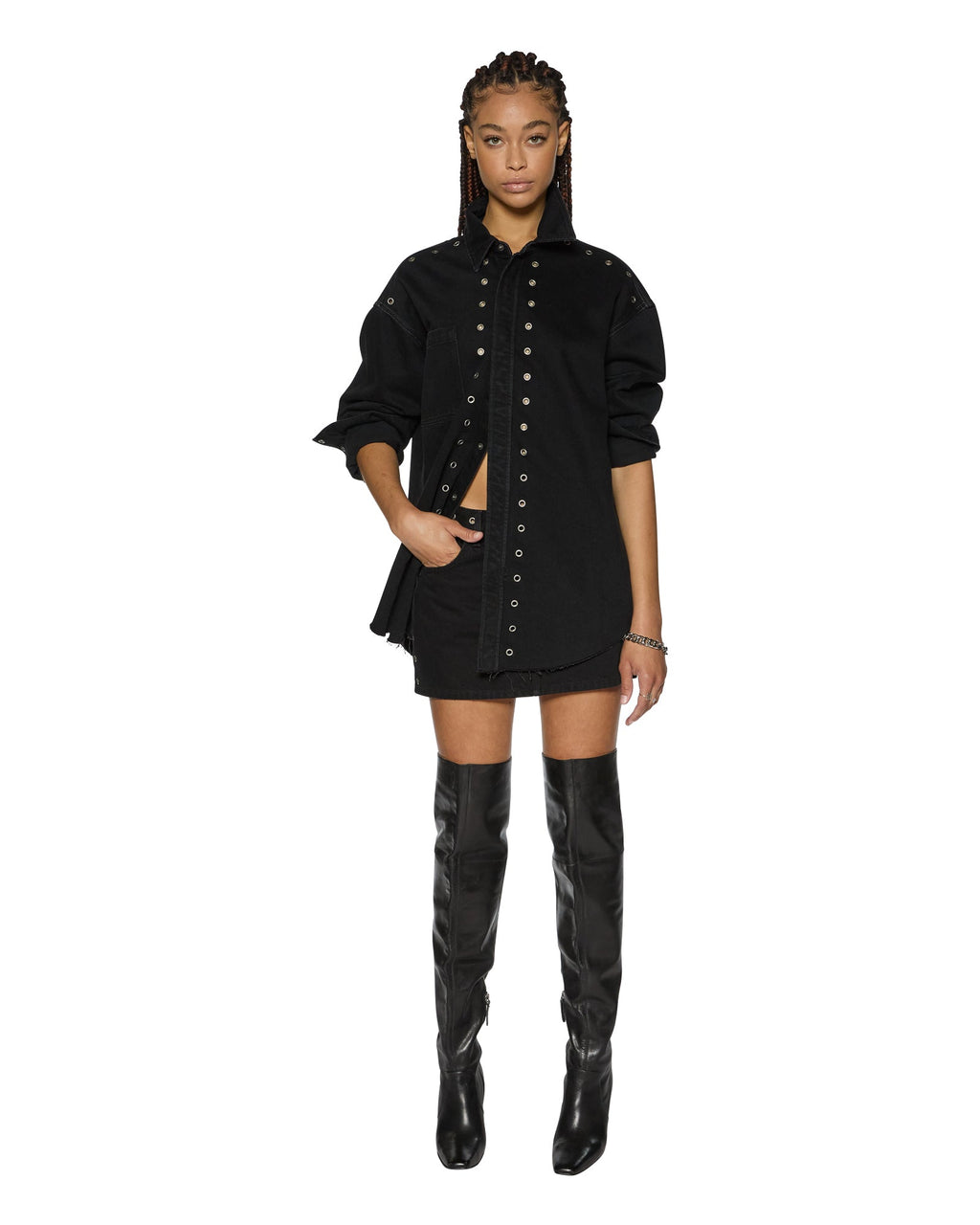 WOMENS OVERSIZED LS SHIRT SPLIT VICE SHIRTS