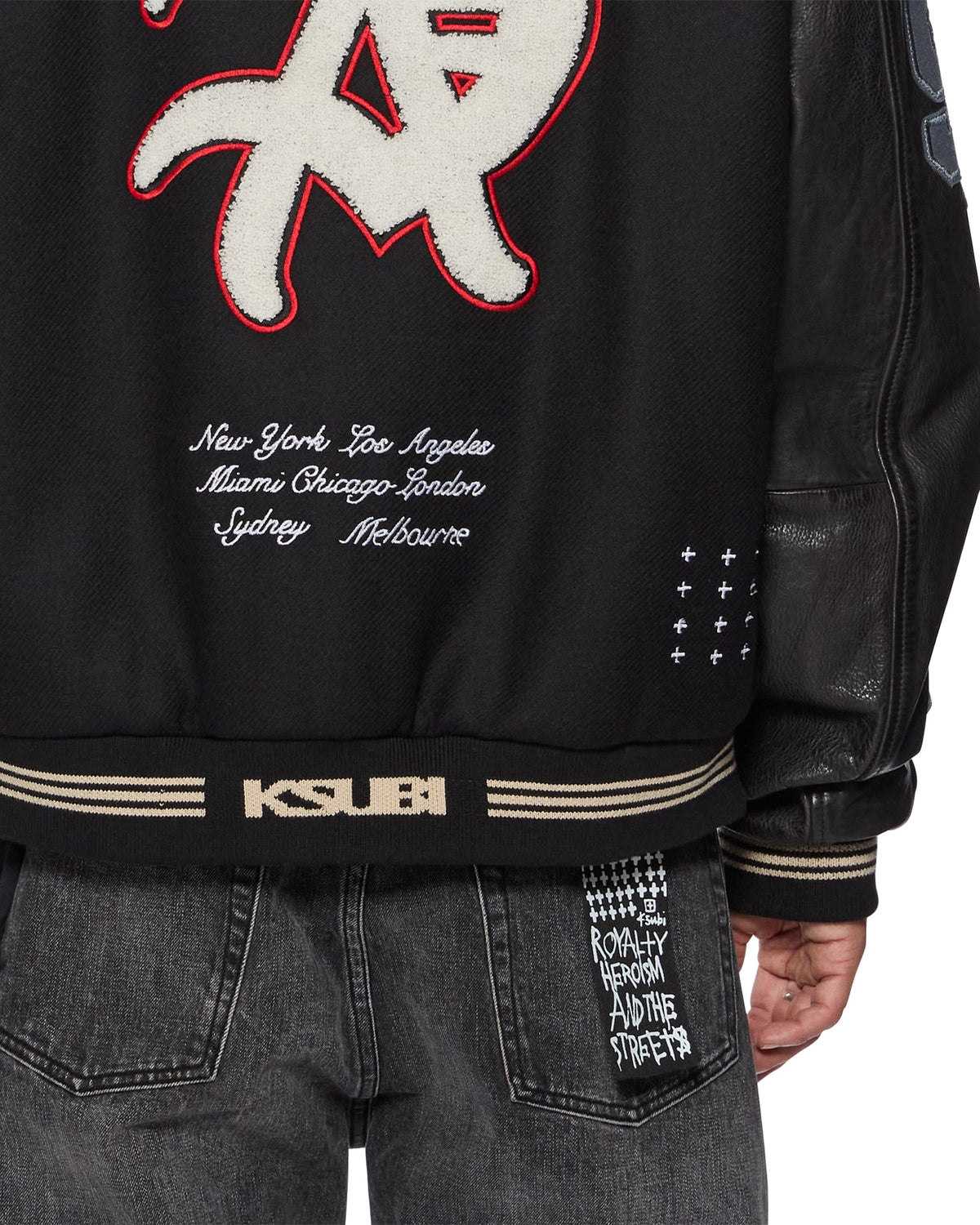 MENS PLAYOFF VARSITY JACKET BLACK JACKETS