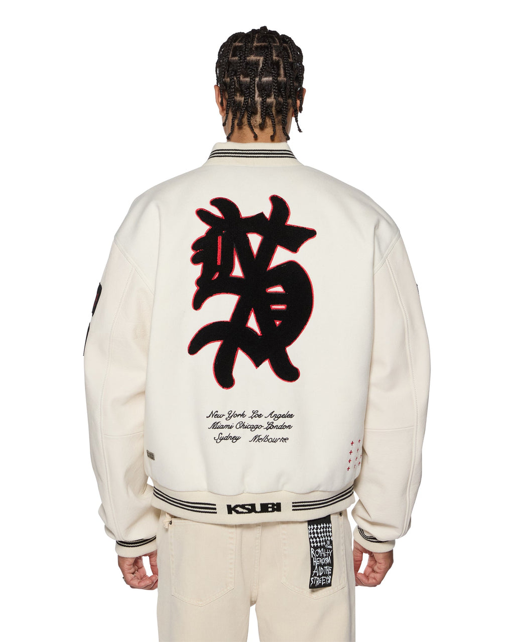 Mens Playoff Varsity Jacket Ecru Oversized Jackets - Beige