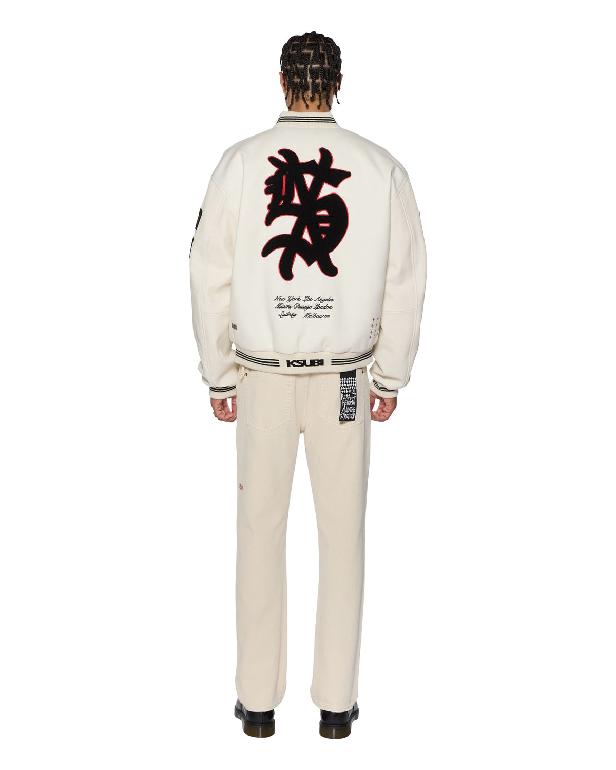 Mens Playoff Varsity Jacket Ecru Oversized Jackets - Beige