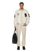 Mens Playoff Varsity Jacket Ecru Oversized Jackets - Beige