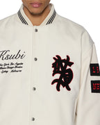 Mens Playoff Varsity Jacket Ecru Oversized Jackets - Beige