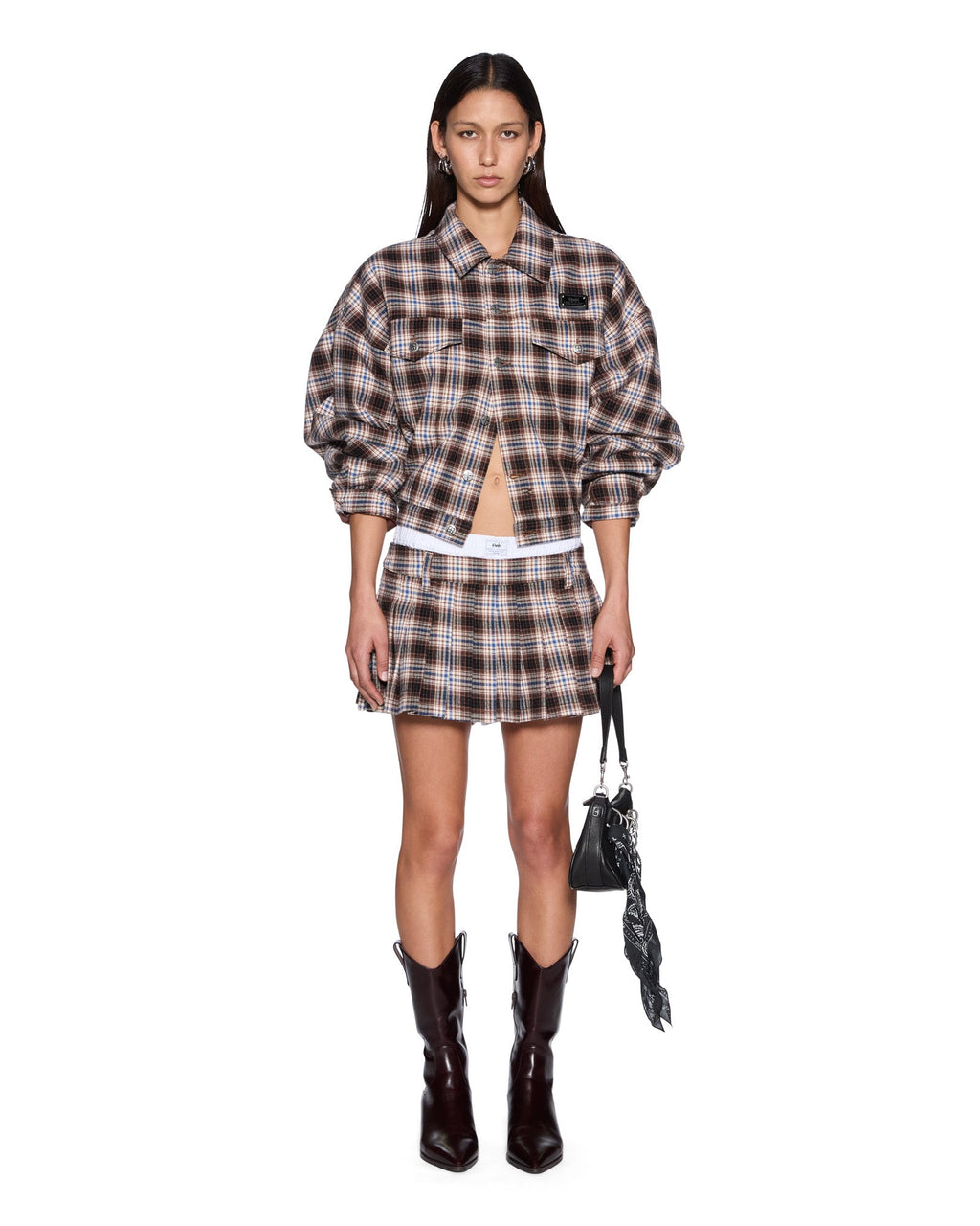 Womens Boxer Skort Plaid White Regular Skirts - Multi Colour