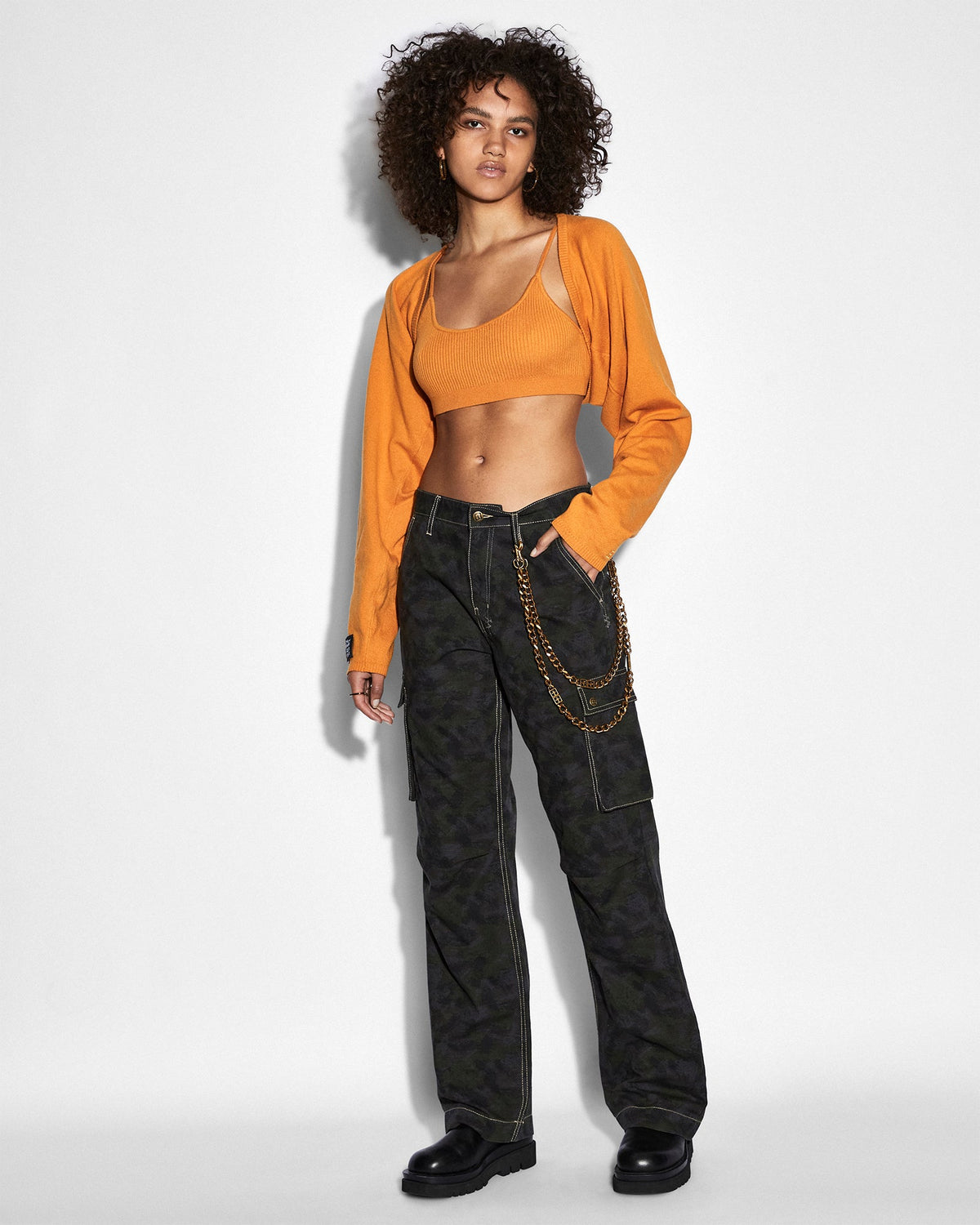 Womens Techno Shrug Satsuma Oversized Knitwear - Orange