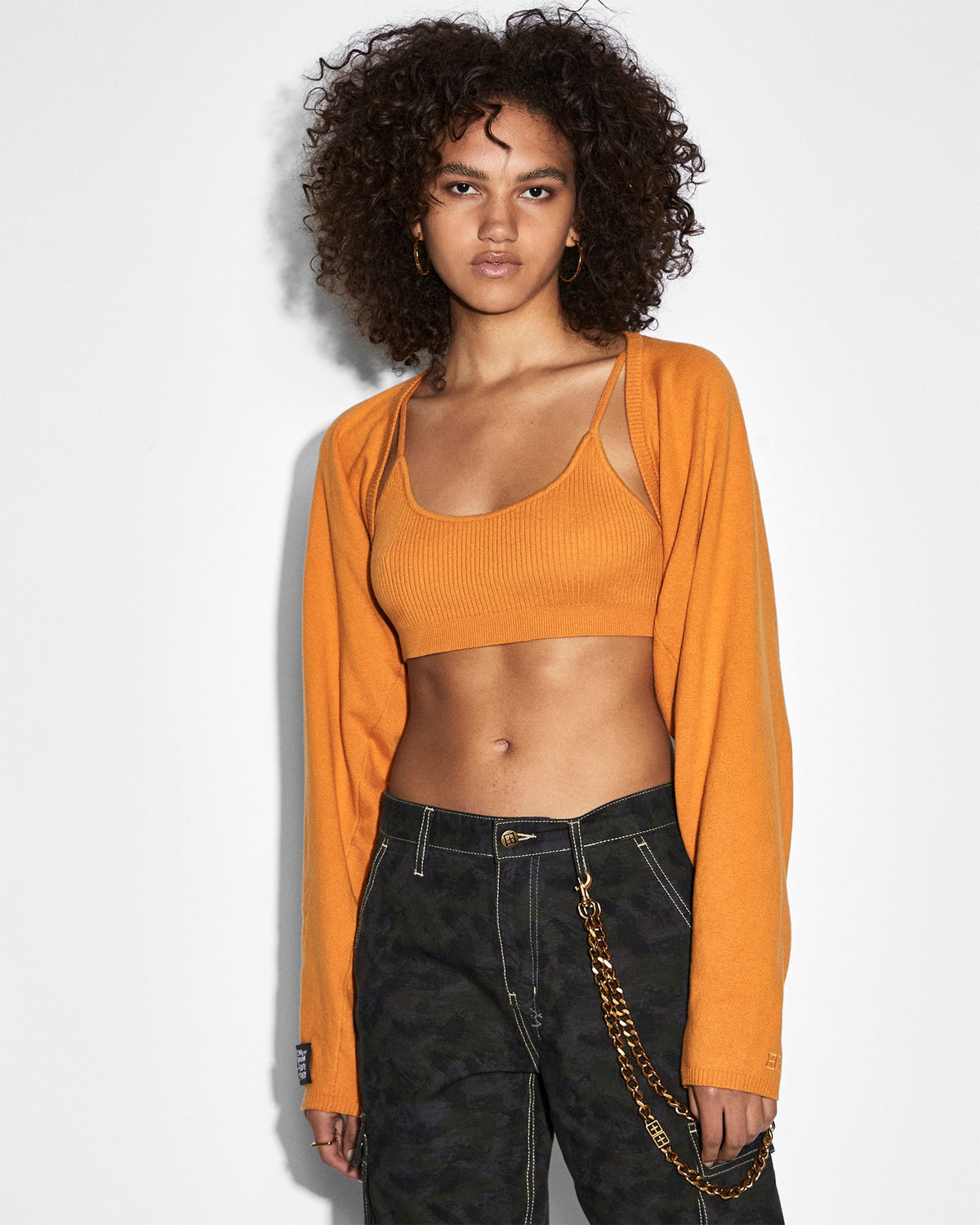 Womens Techno Shrug Satsuma Oversized Knitwear - Orange