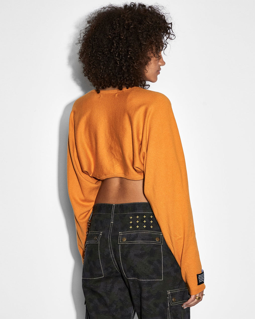 Womens Techno Shrug Satsuma Oversized Knitwear - Orange