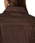 WOMENS SLIM TRUCKER SADDLE BROWN JACKETS