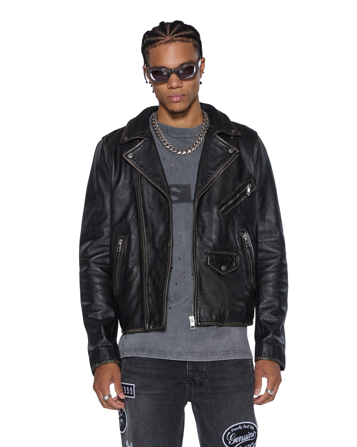 MENS SOTT CAPITOL LEATHER JACKET BLACK JACKETS