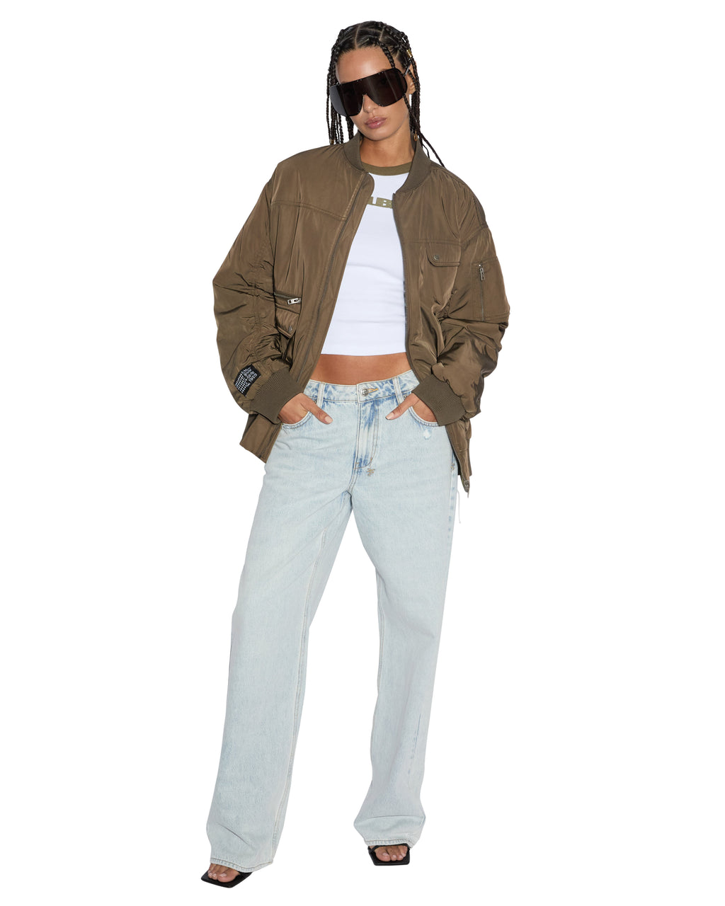 Womens Score Bomber Khaki/cedar Oversized Jackets - Multi Colour