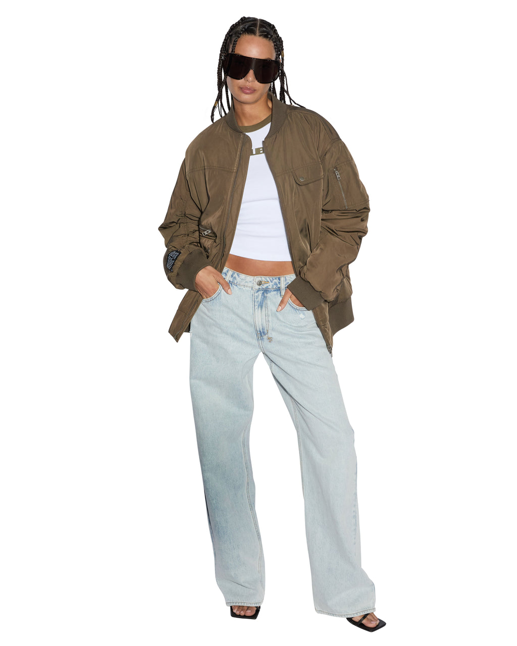 Womens Score Bomber Khaki/cedar Oversized Jackets - Multi Colour