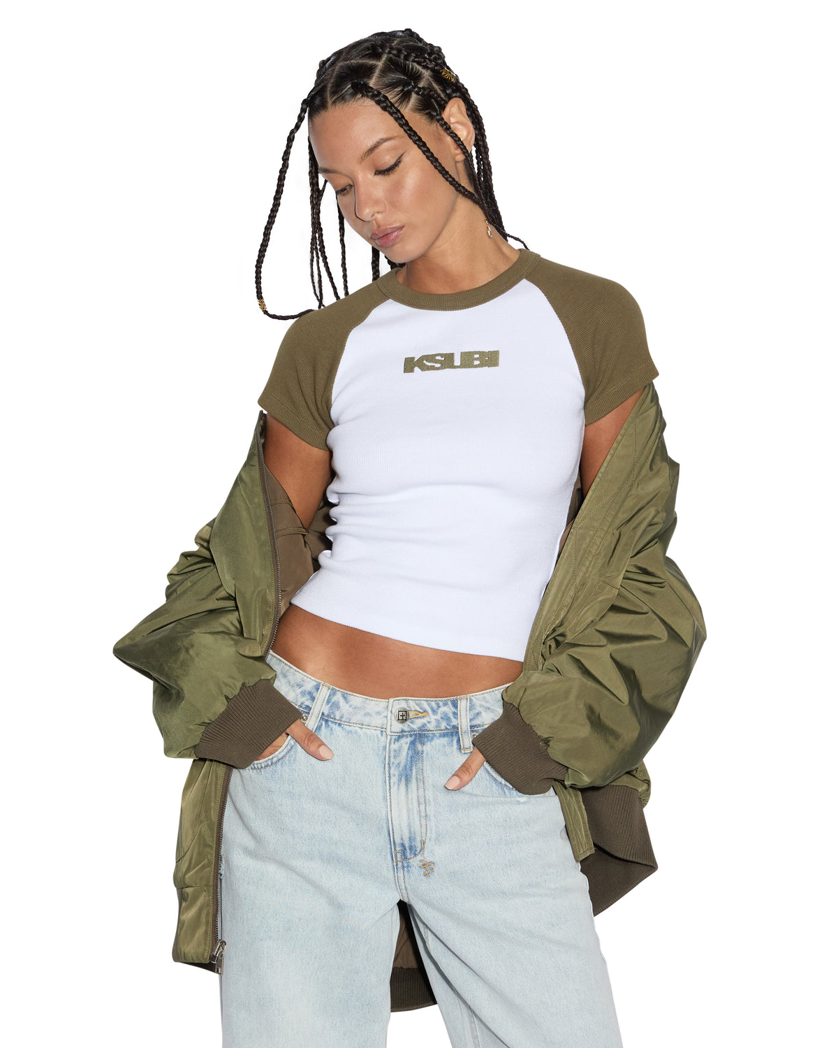 Womens Score Bomber Khaki/cedar Oversized Jackets - Multi Colour